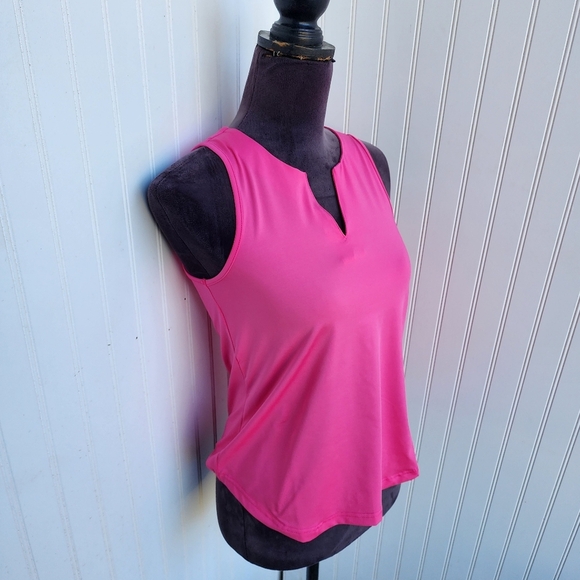 Ana Clare SPF 50 Active Golf Tennis Women's Polo Sleeveless Stretch Pink Top XS - Picture 2 of 9